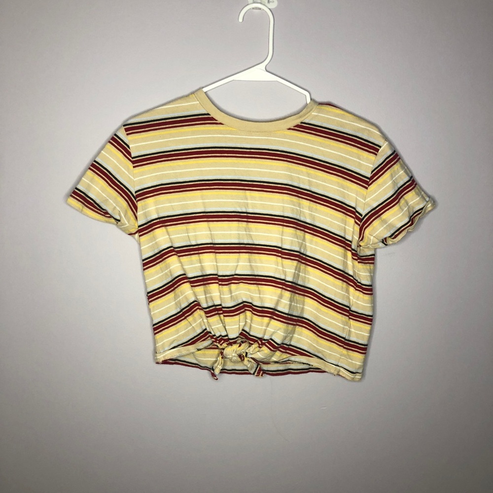 Striped cropped hollister tie front shirt